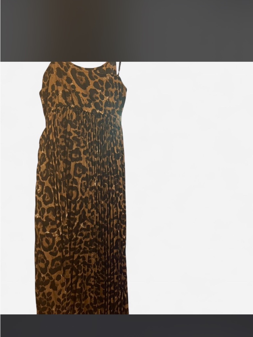 Women’s Leopard Print Maxi Dress - Brown_pleated, flows